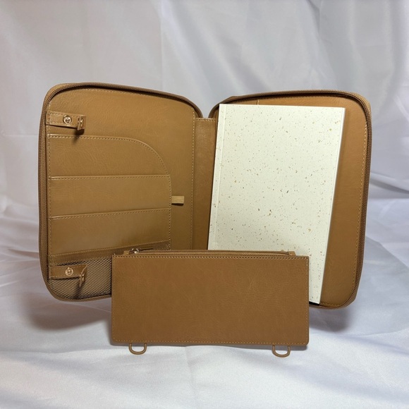 2/$30 Peter Pauper Press Tan Faux Leather Padded Portfolio with Notepad - Picture 2 of 11